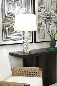 Alena Woven Seagrass & Ivory Linen Accent Chair