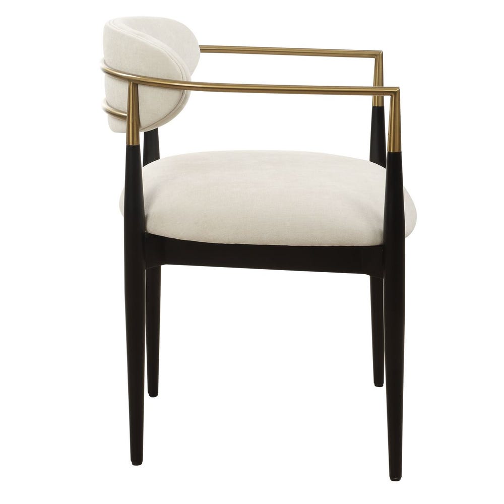 Harper Off White Velvet Dining Arm Chair