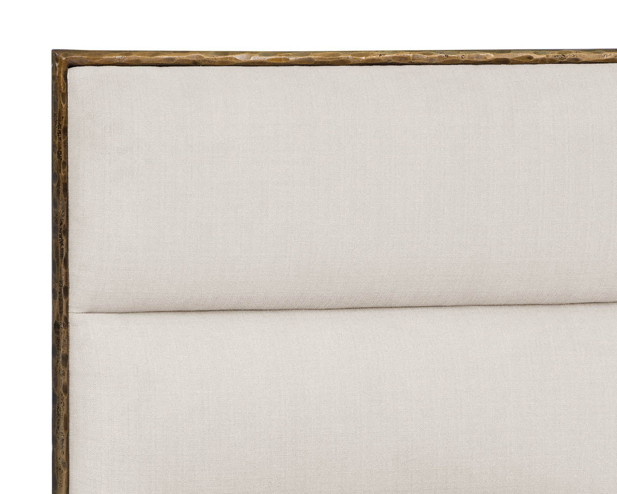 Yasmine Alabaster Performance Fabric & Antique Brass King Bed