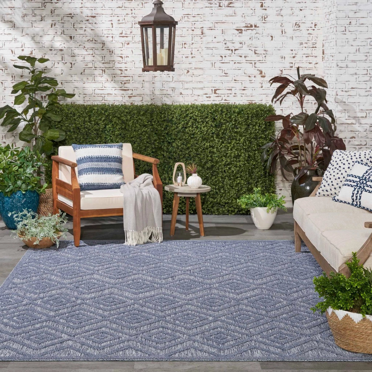 Aericka Indoor/Outdoor Blue Denim Area Rug - Elegance Collection