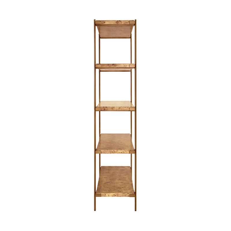 Jillian Burl Wood & Brass Shelving