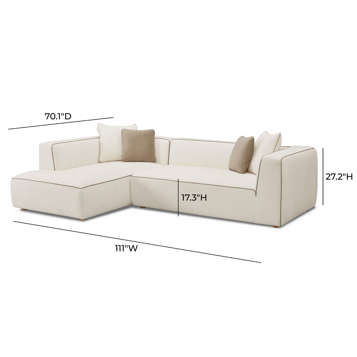 Isla Cream Linen LAF Sectional Sofa