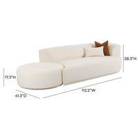 Pablo 112.2" Plush Cream Boucle 2-Piece Chaise Modular RAF Sofa