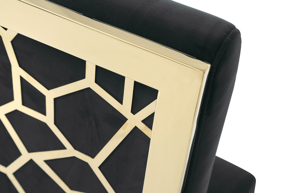 Dhana Modern Black Velvet & Gold Dining Chair