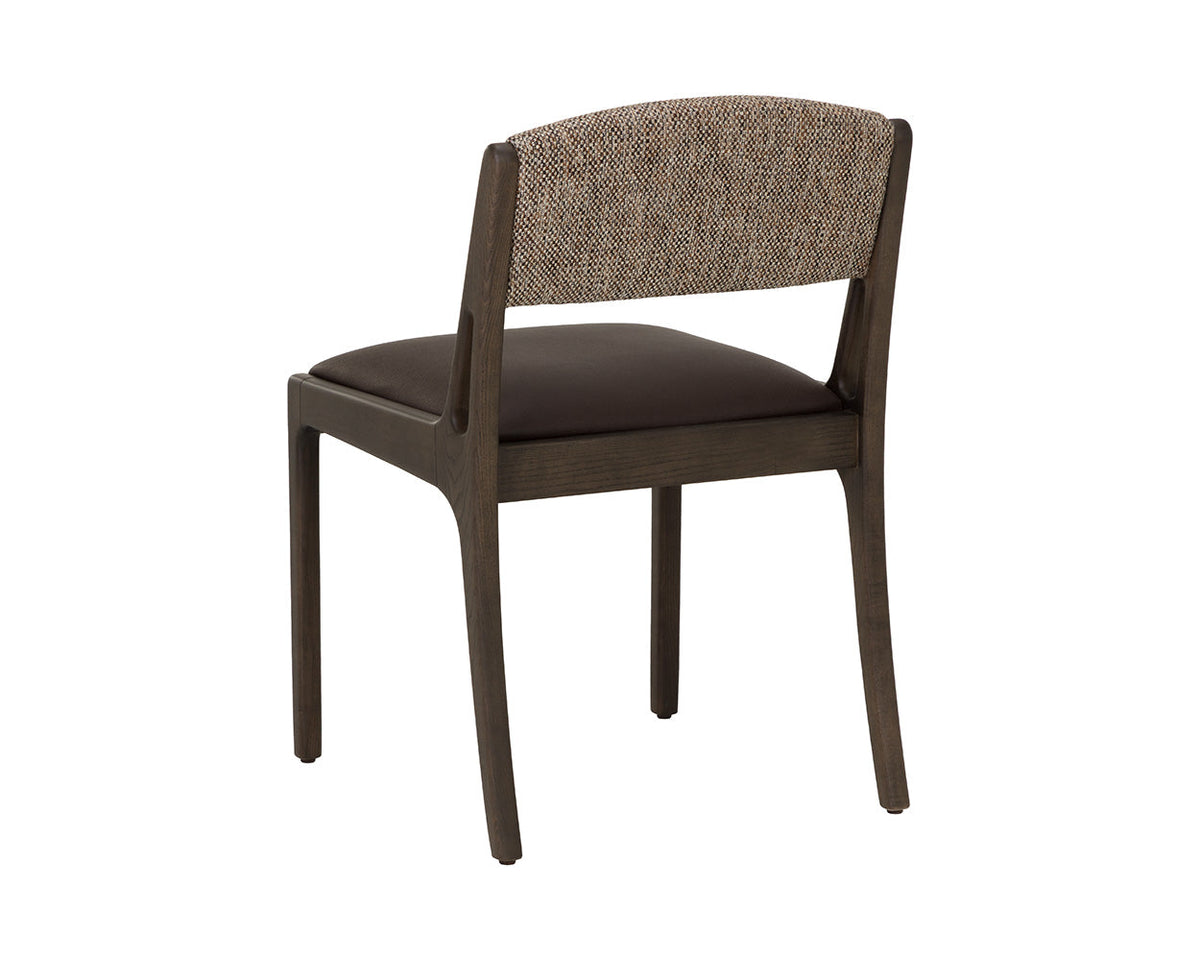Mertola Espresso Faux Leather & Branzino Fabric Dining Chair