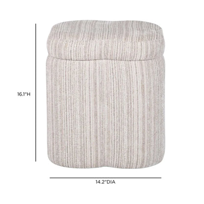 Grace 14.2" Cream Chenille Storage Ottoman