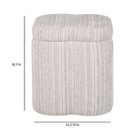 Grace 14.2" Cream Chenille Storage Ottoman