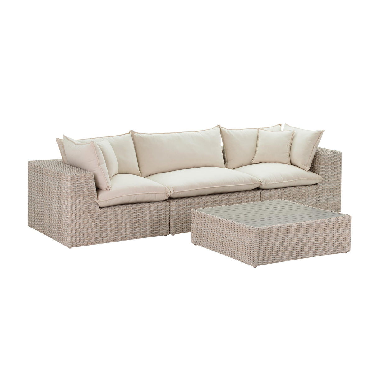 Cali 119.7" Natural Wicker Outdoor Modular Sofa