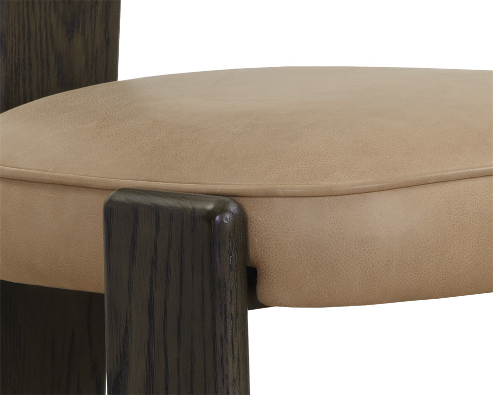Horton Dark Brown Oak & Sahara Sand Leather Dining Chair (Set of 2)