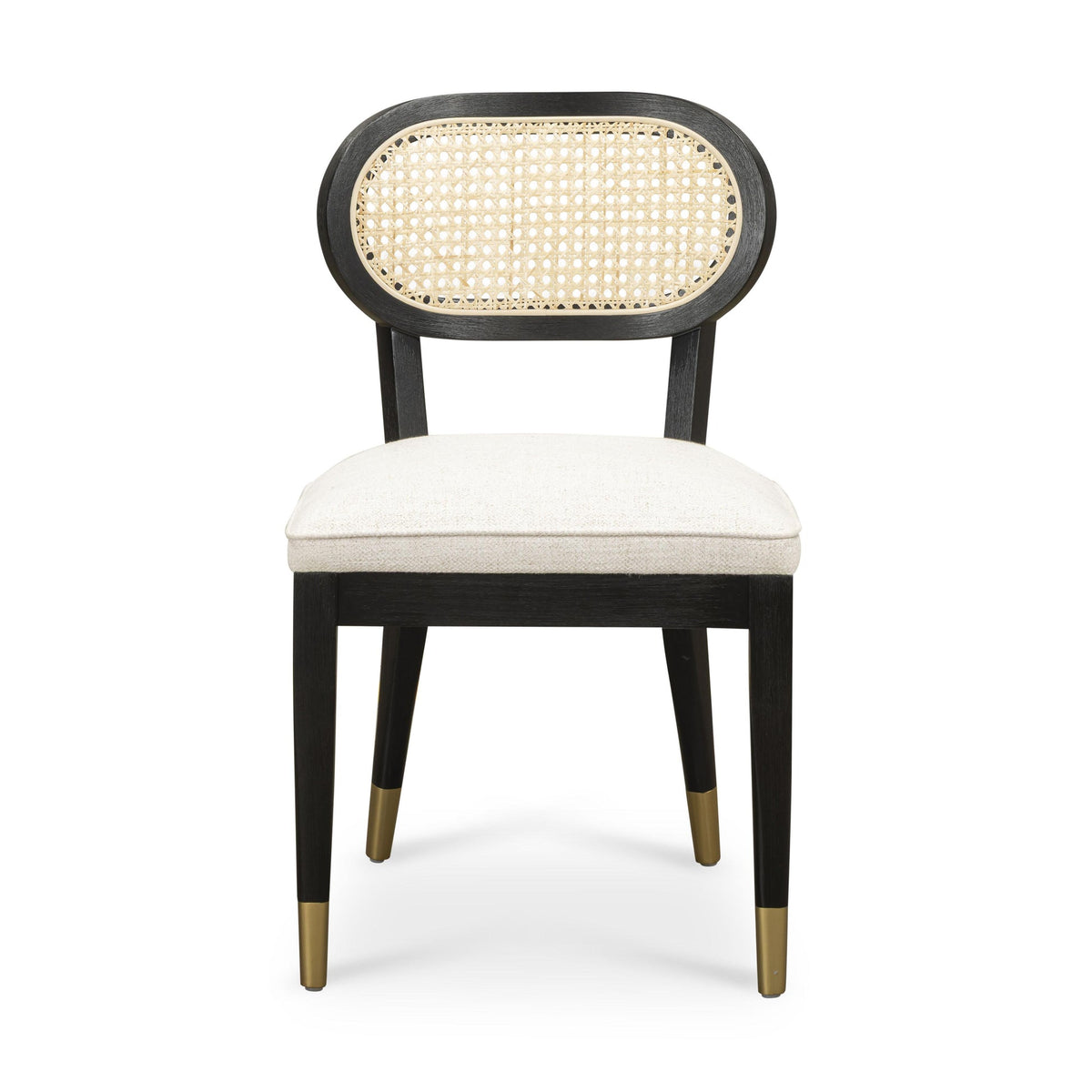 Mazie Black Dining Chair in Cream Performance Linen