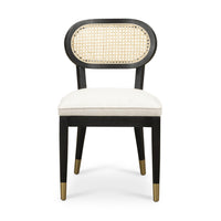 Mazie Black Dining Chair in Cream Performance Linen