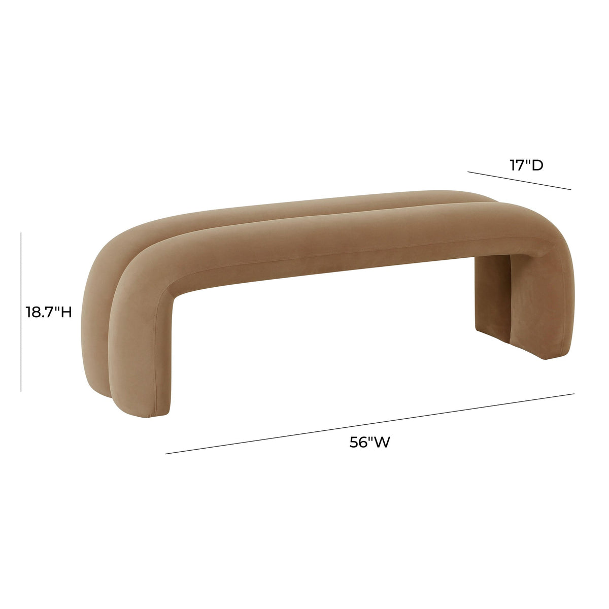 Lucien 56" Taupe Performance Velvet Channeled Bench