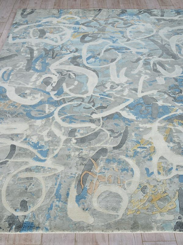 Anna Blue/Silver/Ivory Modern Area Rug - Elegance Collection