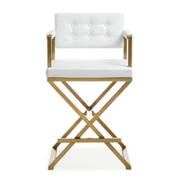 Lila White Gold Steel Faux Leather Counter Stool - Luxury Living Collection