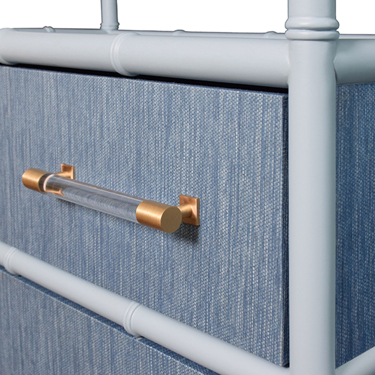 Fiona Light Blue Grasscloth & Gold Etagere