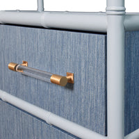 Fiona Light Blue Grasscloth & Gold Etagere