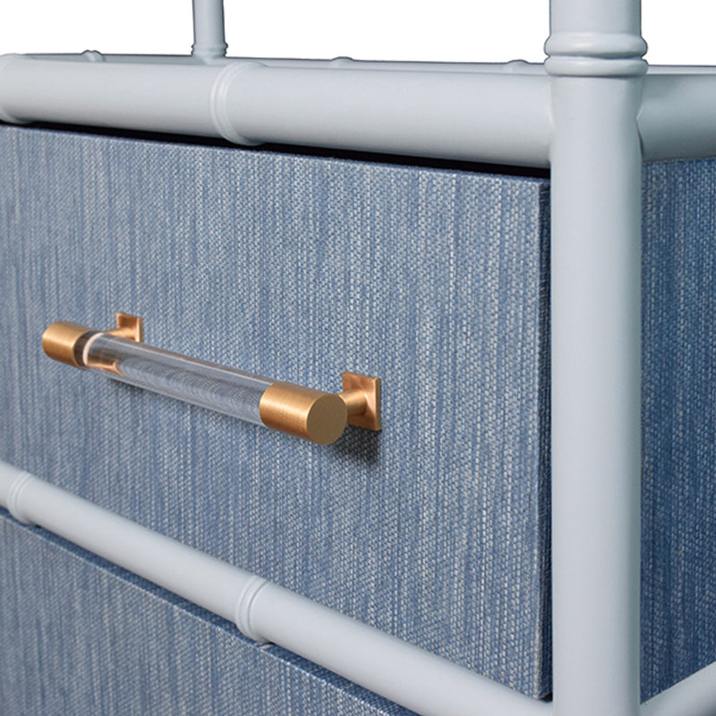 Fiona Light Blue Grasscloth & Gold Etagere