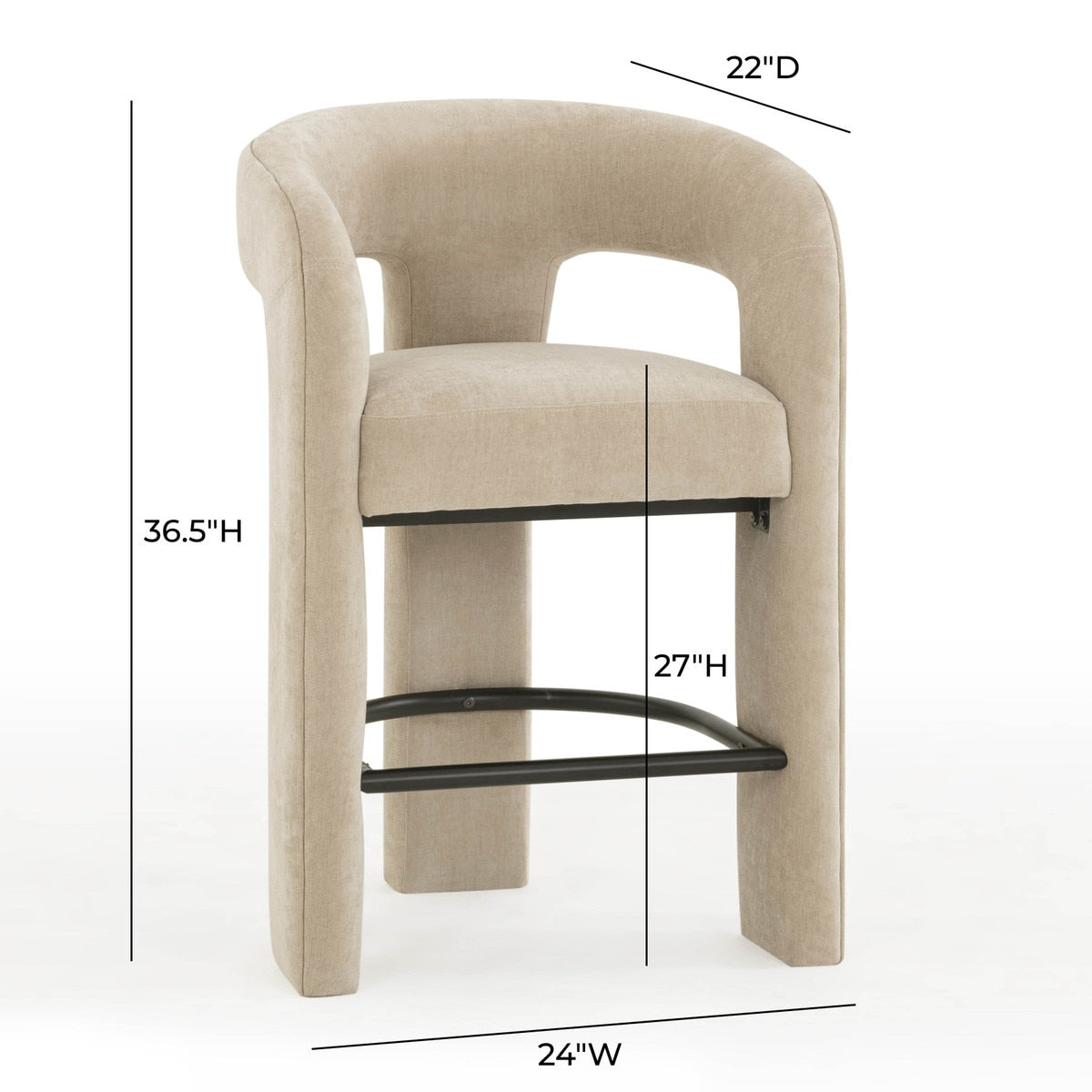 Malone Taupe Performance Chenille Stool