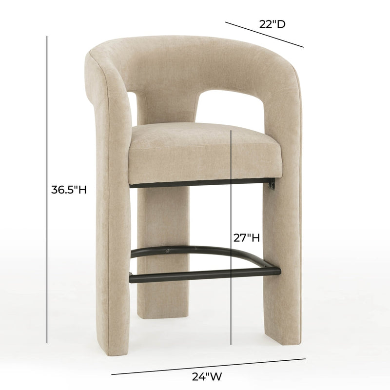 Malone Taupe Performance Chenille Stool