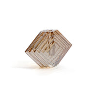 Brianna Amber Diamond Motif Crustal Glass Vase - (2 Sizes Available) Set of 2