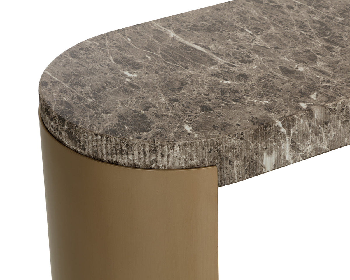 Cavette 50" Dark Emperador Faux Marble & Brass Console - Indoor/Outdoor