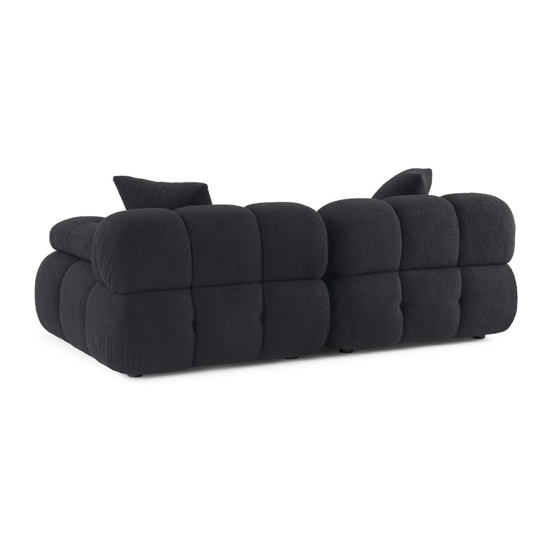 Vogue Black Vegan Shearling Modular Loveseat