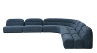 Kayleeh Modern Blue Fabric Modular Armless Sectional Seat