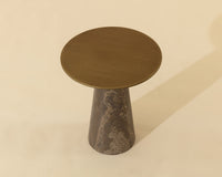 Aditi Travertine & Antique Brown/Brass Accent Table (2 Sizes Available)