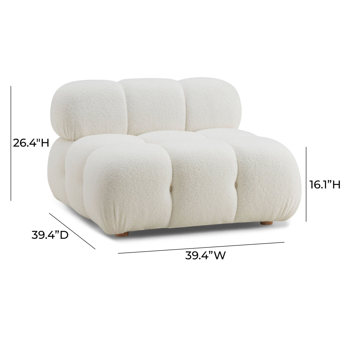 Vogue Cream Performance Vegan Shearling Modular Armless Chair