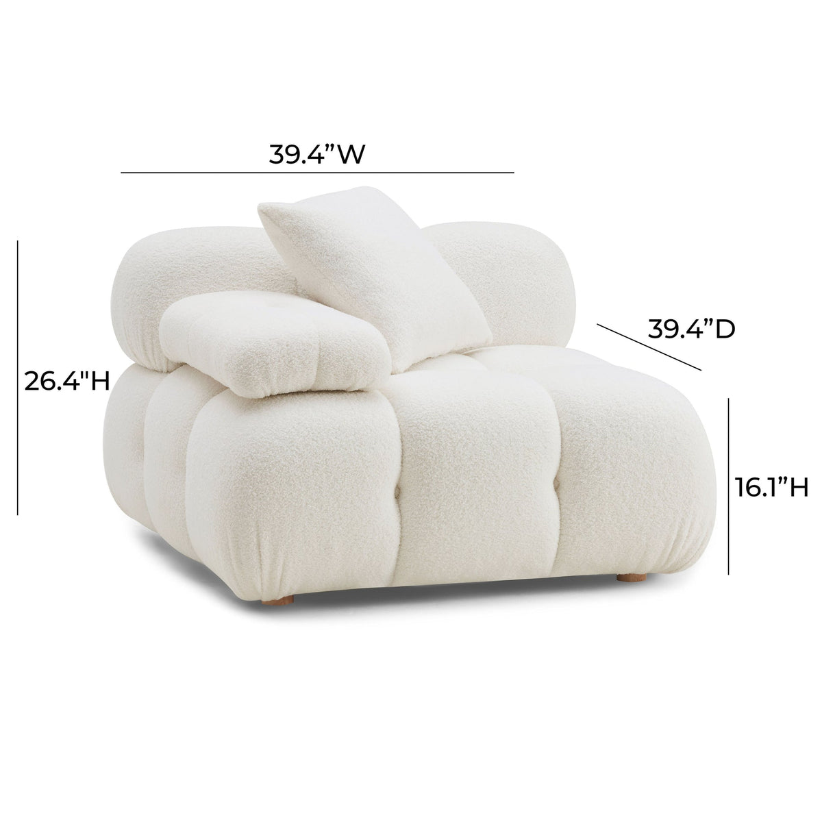 Vogue Cream Performance Vegan Shearling Modular Corner Chair