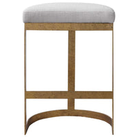 Crystal Off White Linen Counter Stool With Antique Gold Frame