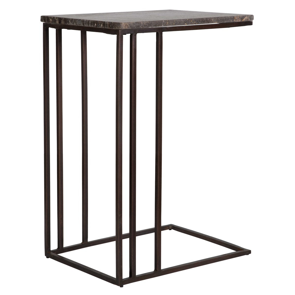 Theo Travertine & Dark Bronze Accent Table