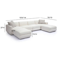 Arabella 123.6" Cream Chenille Modular U-Sectional