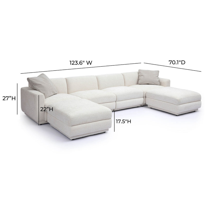 Arabella 123.6" Cream Chenille Modular U-Sectional
