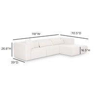 Tereasa 3-Piece Cream Performance Chenille Modular Sectional (RAF & LAF)