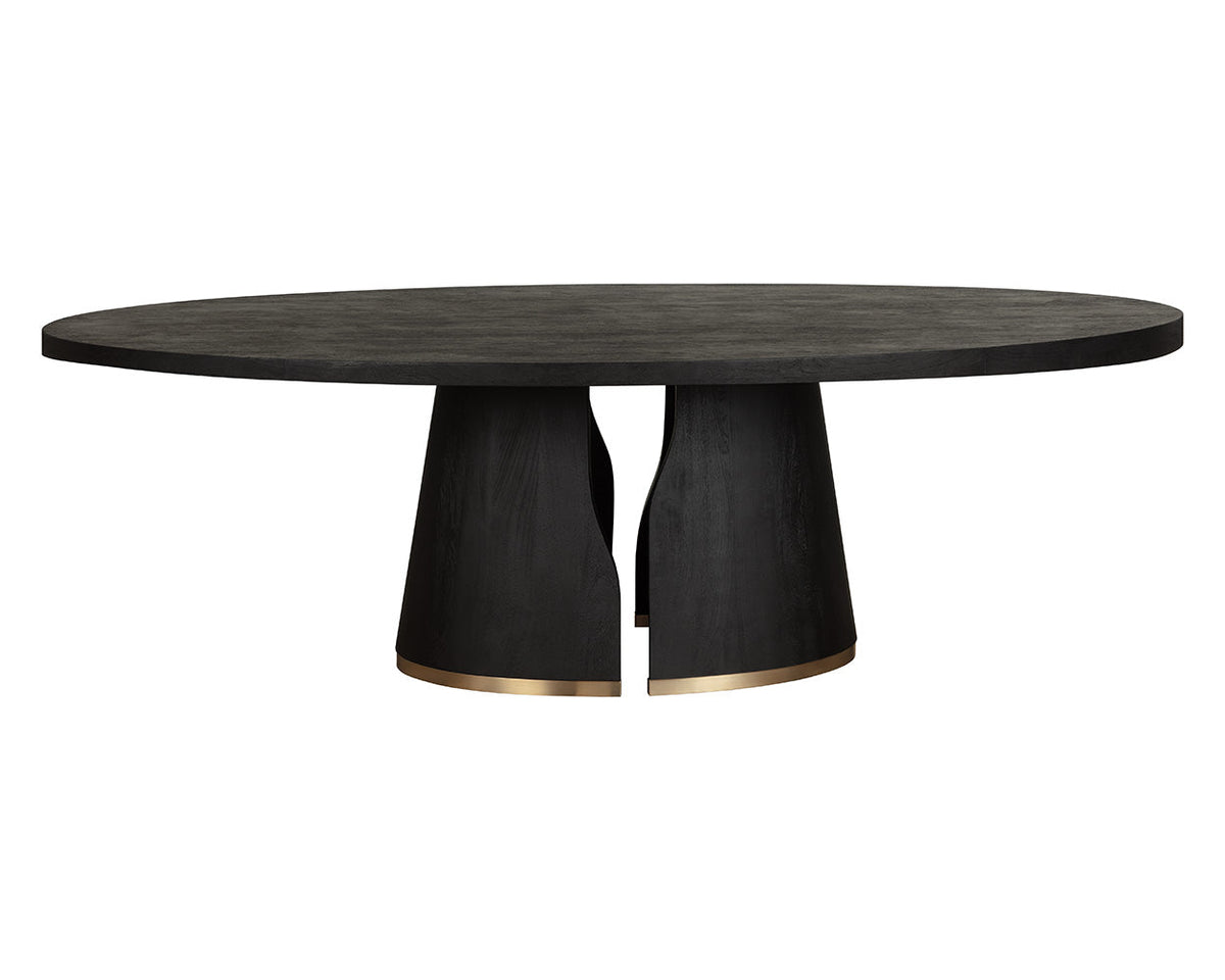 Tasmin 98" Black Acacia & Brushed Gold Dining Table