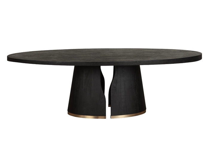 Tasmin 98" Black Acacia & Brushed Gold Dining Table