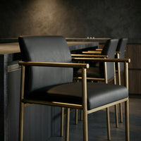 Aurora Modern Black Vegan Leather & Gold Counter Stool