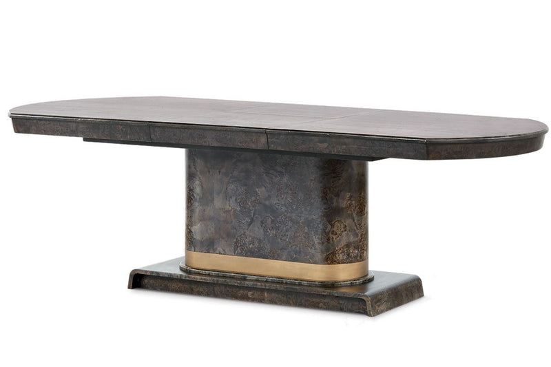 Harriet 75.5" - 97.5" Arabica Burl & Gold Extension Dining Table