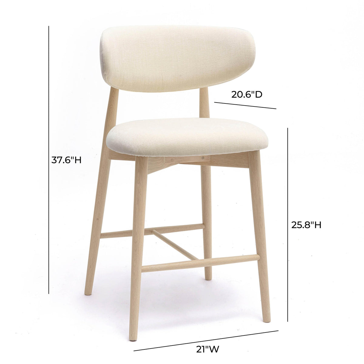 Eloise Cream Performance Textured Velvet Counter Stool