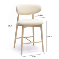 Eloise Cream Performance Textured Velvet Counter Stool