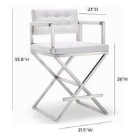 Lila White Faux Leather & Steel Counter Stool - Luxury Living Collection