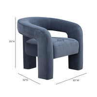 Clara Blue Denim Performance Velvet Curved Accent Chair