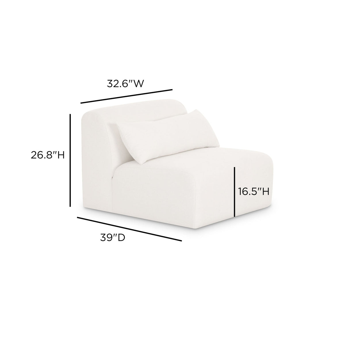 Tereasa Cream Performance Chenille Modular Armless Chair