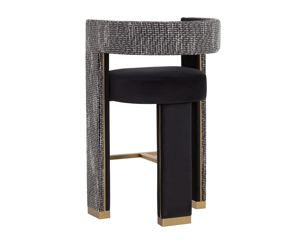 Adamina Black, Night Fabric & Gold Bar Stool