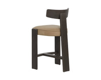 Horton Dark Brown Oak & Sahara Sand Leather Counter Stool