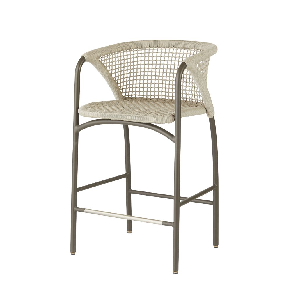 Enzo Buff Plain Weave Outdoor Bar Stool