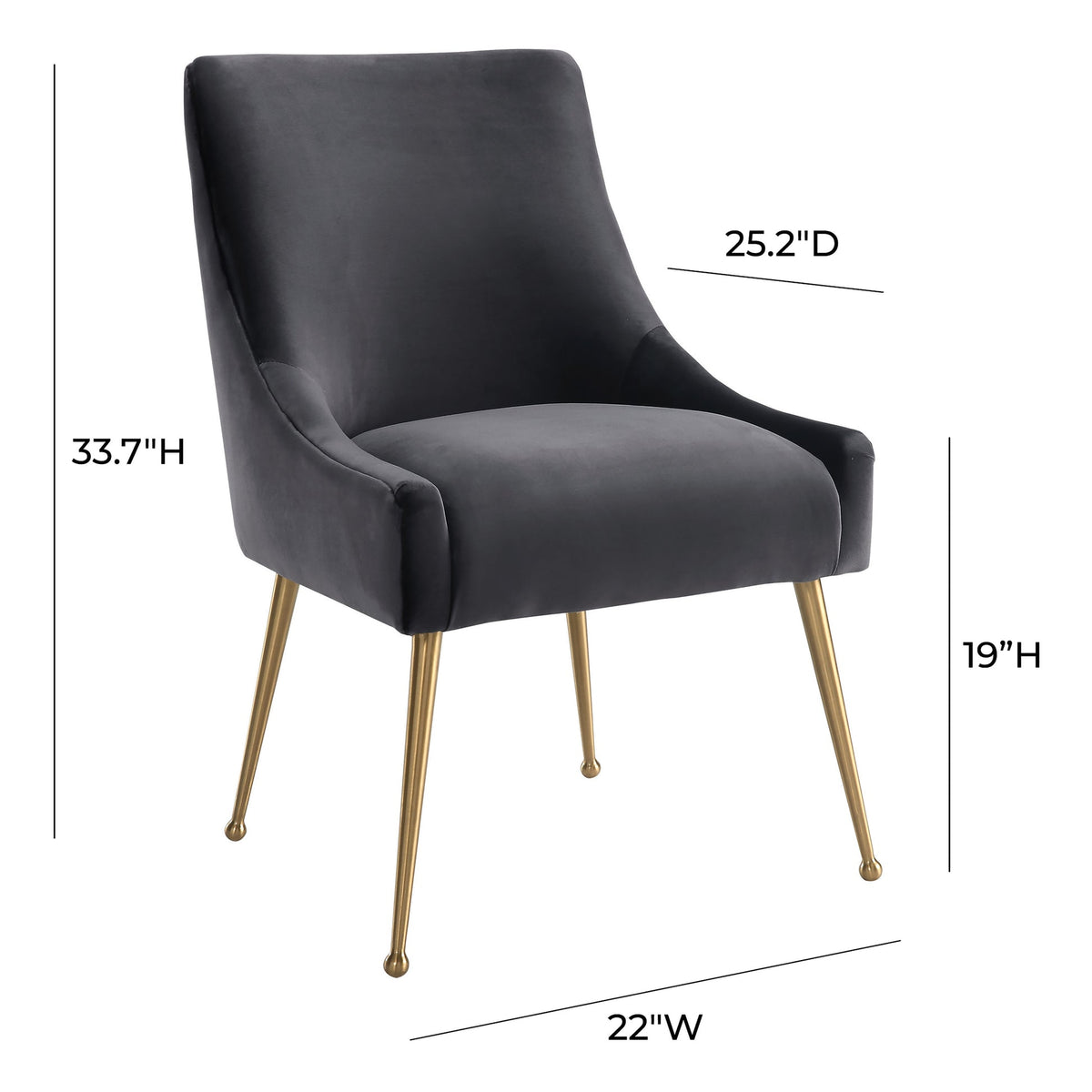Prado Dark Grey Velvet With Gold Frame Chair - Luxury Living Collection