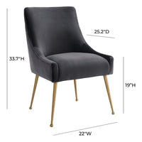 Prado Dark Grey Velvet With Gold Frame Chair - Luxury Living Collection