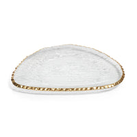 Alida 12 Large & 12 Small Textured Organic Shape Plate with Jagged Gold Rim (24 Plates)